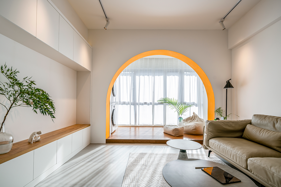 活力又治愈的100㎡橘蓝三居